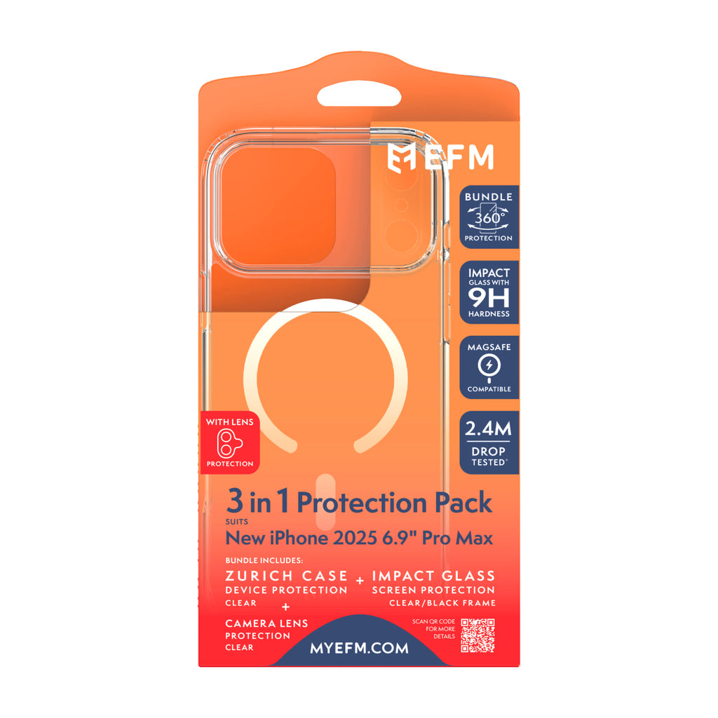 EFM 3-in-1 Phone Protection: Case, Screen & Camera Armour Bundle EFM