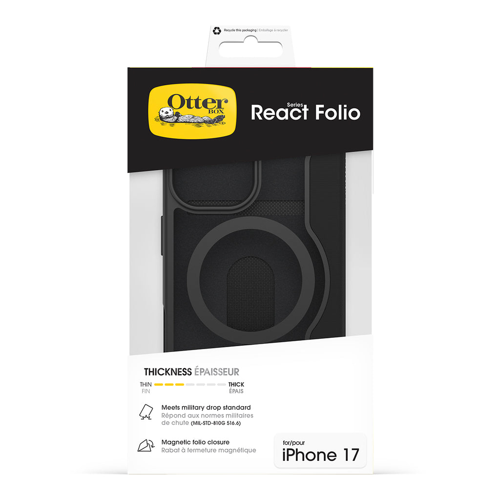 OtterBox React Folio MagSafe iPhone 17 Case - Black Crystal 
