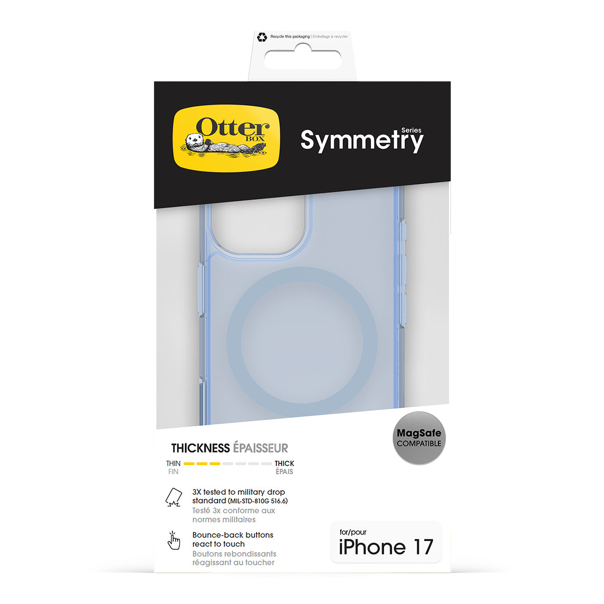 OtterBox Symmetry MagSafe iPhone 17 Case - Camera Control - Silver Glade Blue 
