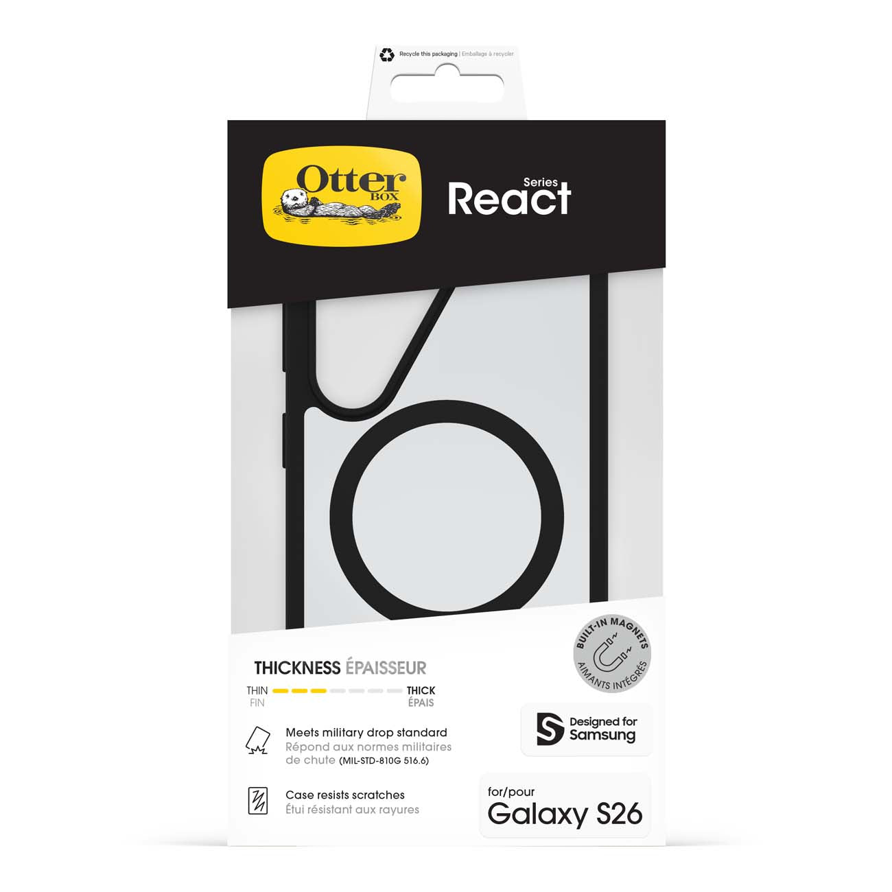OtterBox React Magnetic Case for Samsung Galaxy S26 - Black Crystal 
