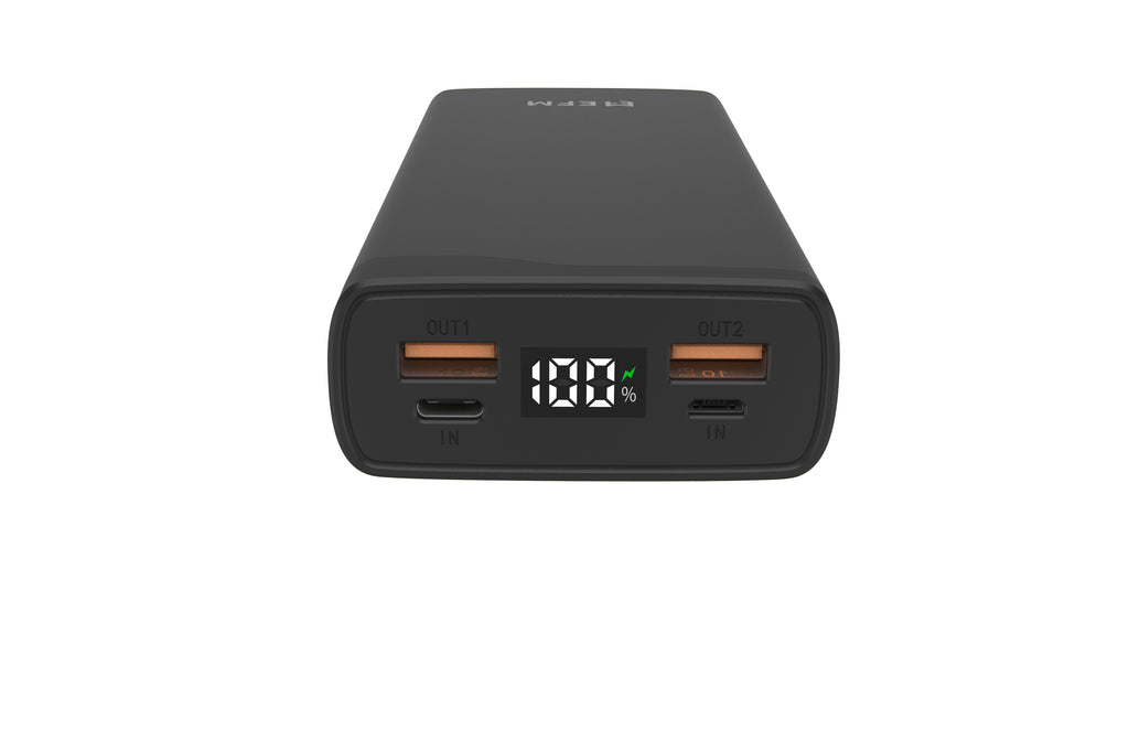 EFM 20000mAh Digital Power Bank - 20W Fast Charging - Black