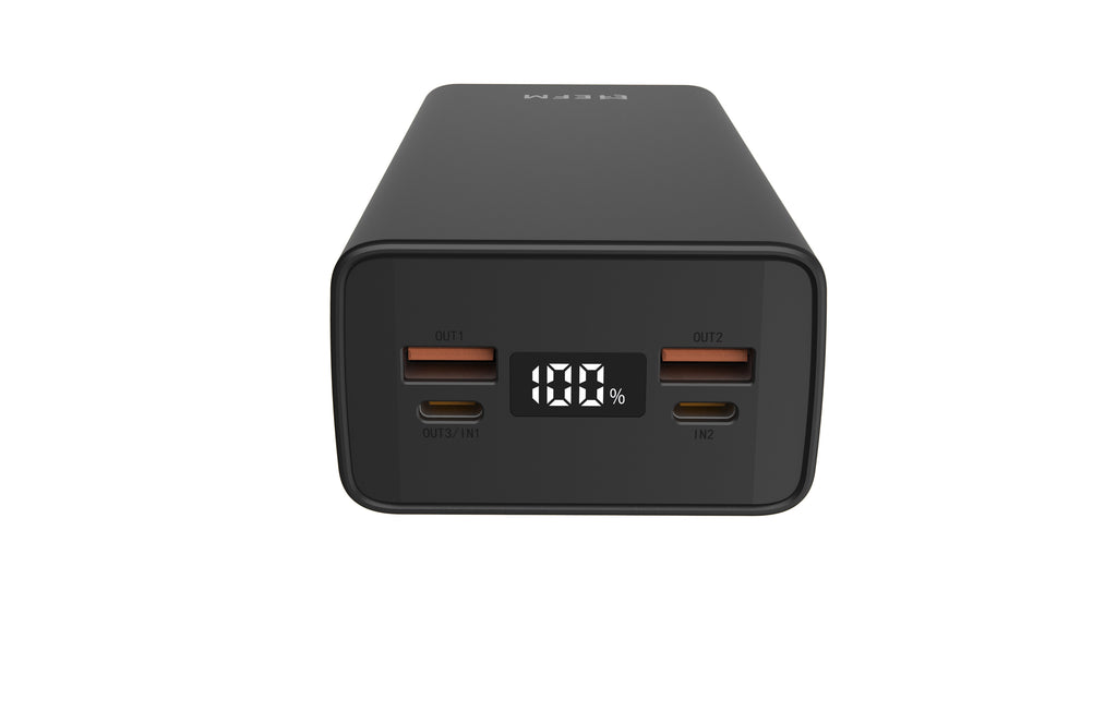 EFM 30000mAh Portable Power Bank - 20W Fast Charging - Black