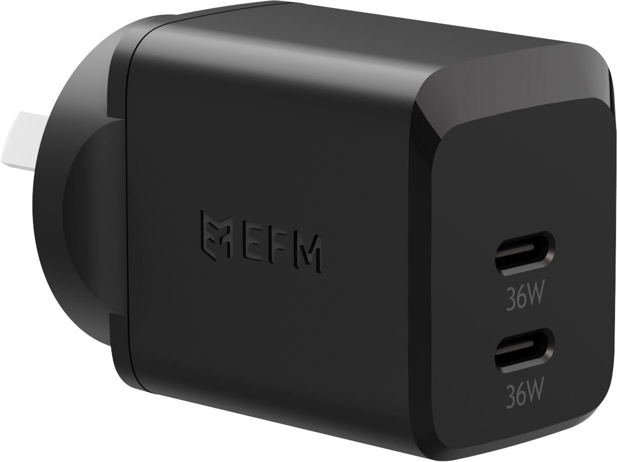 EFM ECO 36W Dual Port Fast Wall Charger | PD & PPS | Black