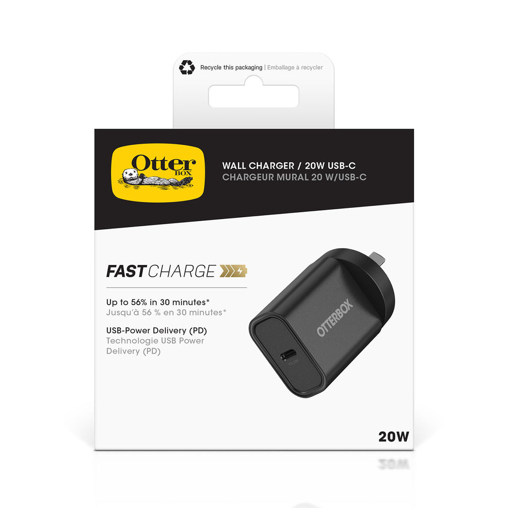 OtterBox 20W USB-C Wall Charger with Power Delivery | Black 