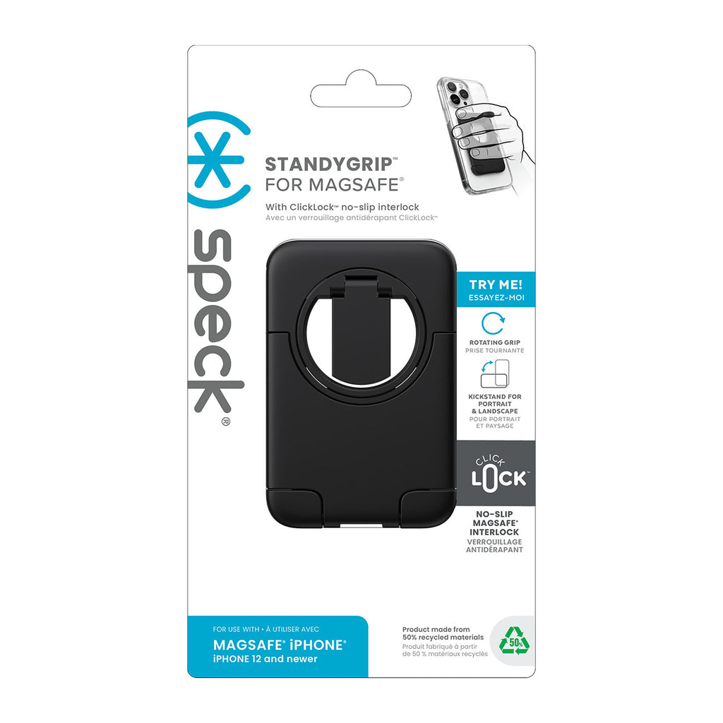 Speck ClickLock StandyGrip MagSafe Phone Stand & Grip - Black 