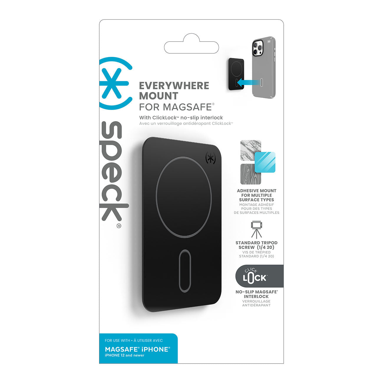 Speck Everywhere Mount with ClickLock - Universal Phone Holder - Black 