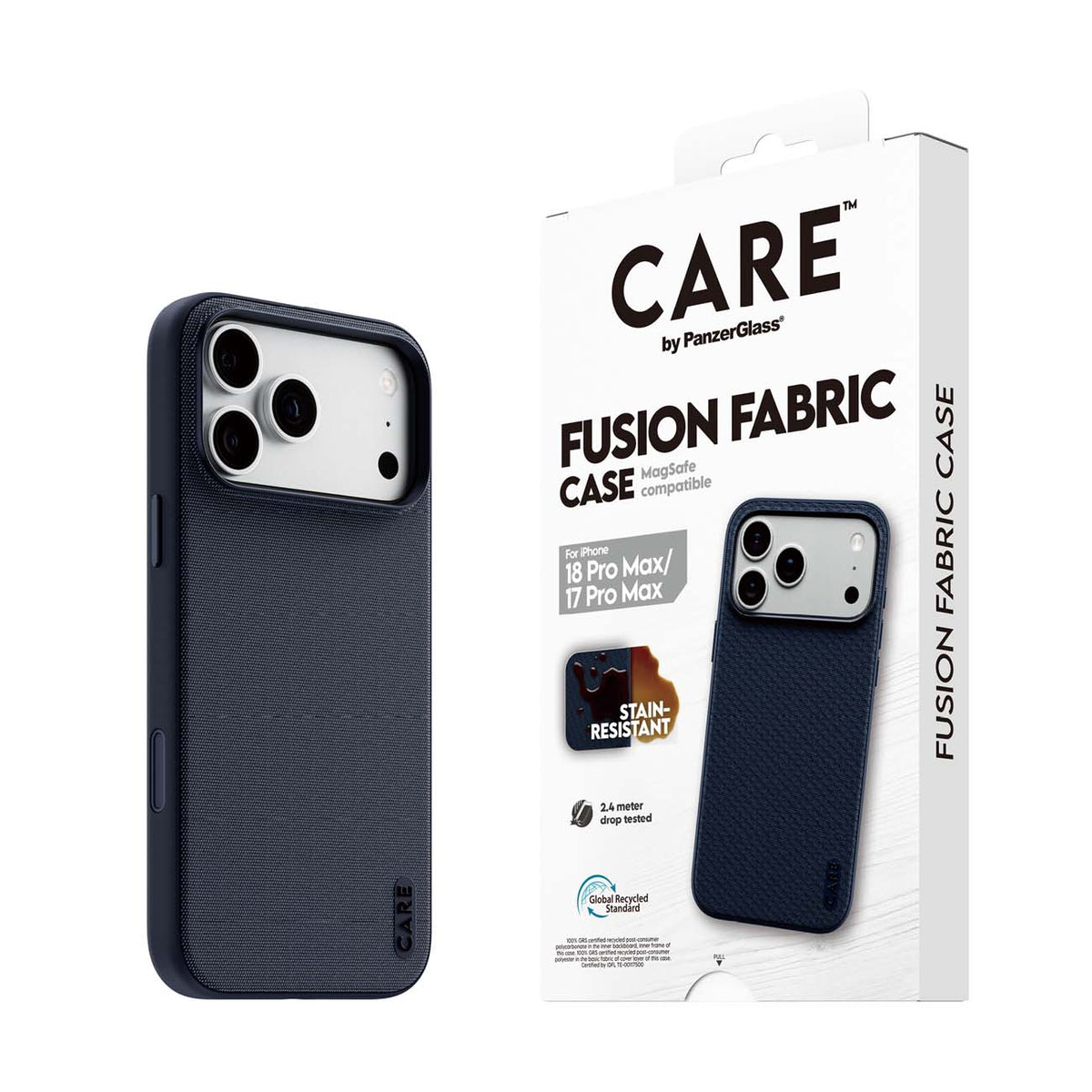 CARE by PanzerGlass Fusion Fabric MagSafe Case for iPhone 17 Pro Max / iPhone 18 Pro Max – Blue product image