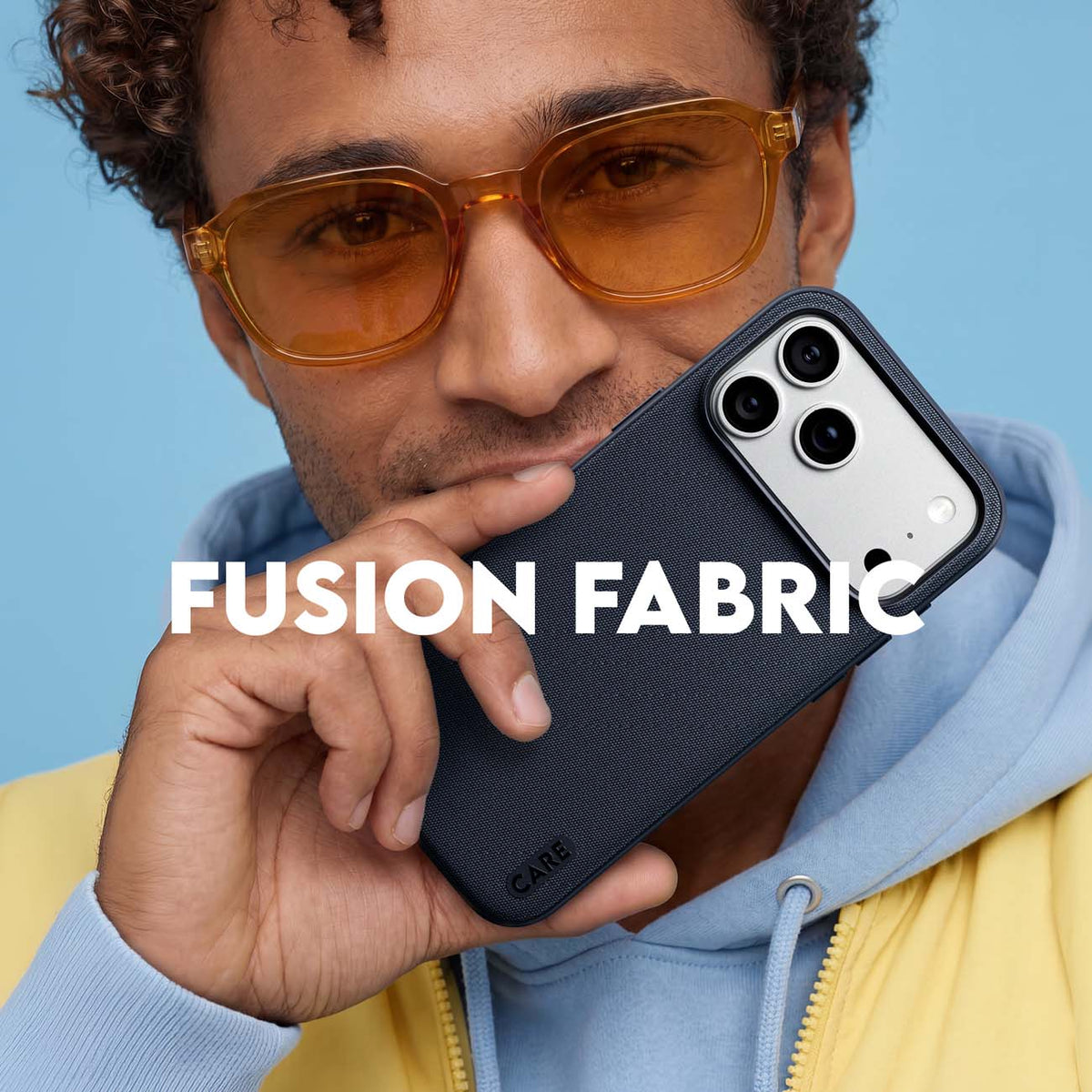 CARE by PanzerGlass Fusion Fabric MagSafe Case for iPhone 17 Pro Max / iPhone 18 Pro Max – Blue product image 8