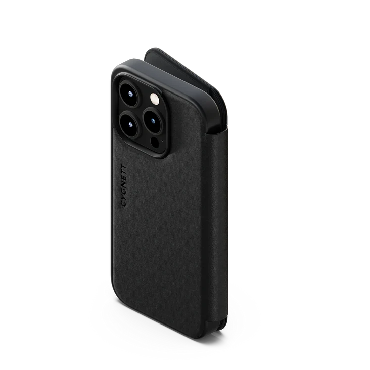 Cygnett MagWallet Apple iPhone 15 Pro (6.1') Leather Wallet Case - Black (CY4596MAGWT),360Â° Protection,Multi-Angle,3x Card Slots,MagSafe,4FT DropProof 
