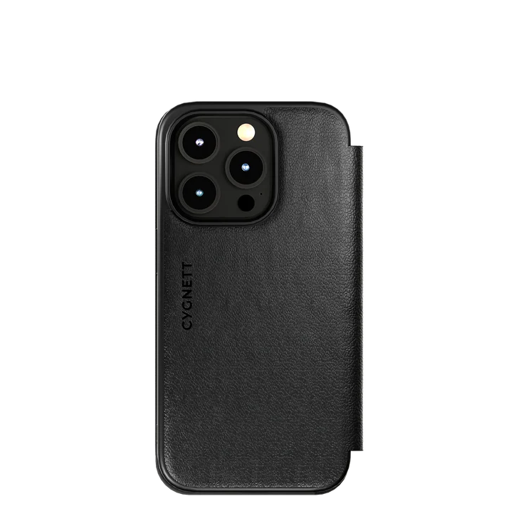 Cygnett MagWallet Apple iPhone 15 Pro (6.1') Leather Wallet Case - Black (CY4596MAGWT),360Â° Protection,Multi-Angle,3x Card Slots,MagSafe,4FT DropProof 