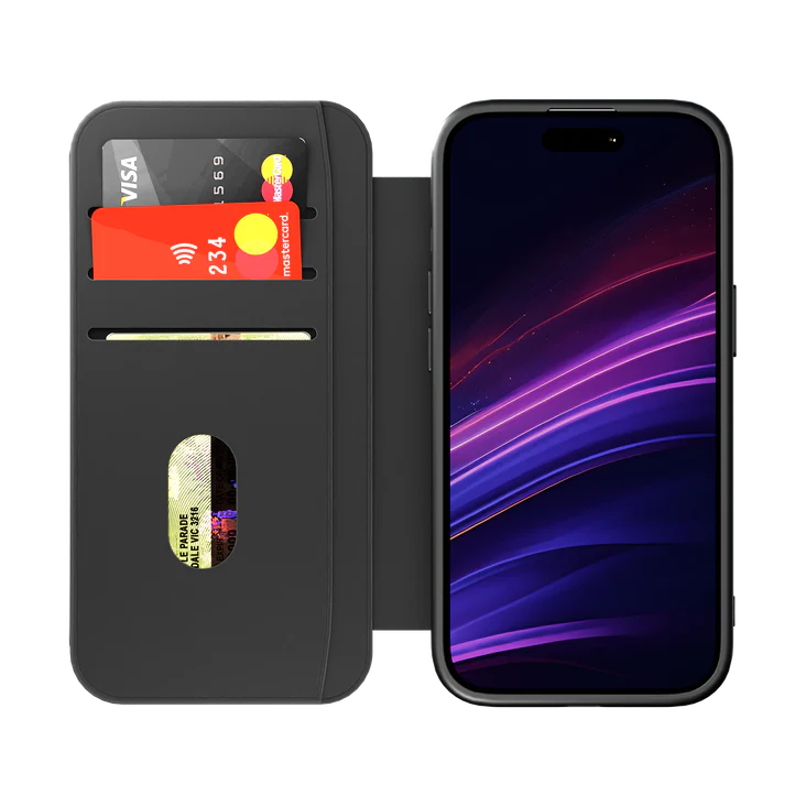 Cygnett MagWallet Apple iPhone 16 Pro (6.3") Case -Black(CY5022MAGWT),360° Protection,Multi-Angle,3x Card Slots,MagSafe,4FT DropProof 