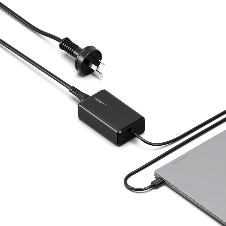 Cygnett PowerMaxx 65W PD GaN Laptop Charger with Integrated USB-C Cable (1M) -Black(CY5071PDWCH),MacBook Air 