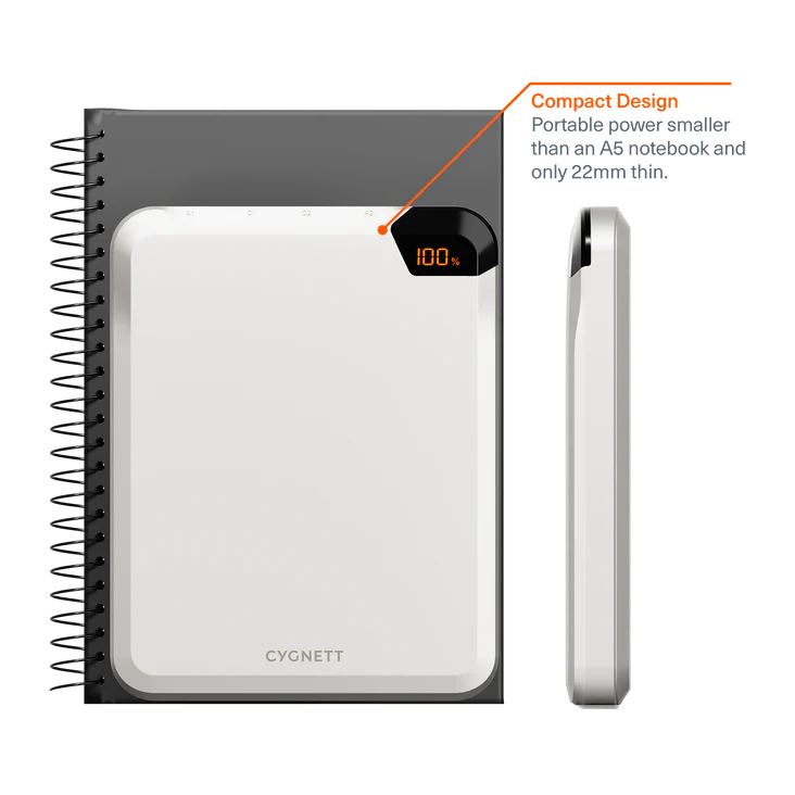 Cygnett ChargeUp VertPWR 25K Laptop Power Bank - Champagne (CY5129PBCHE), Powerful four-way Charging, 40CM USB-C Cable 