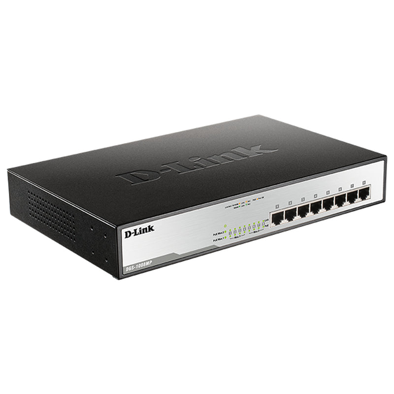 D-Link DGS-1008MP 8-Port PoE+ Switch - 140W Power Budget D-Link