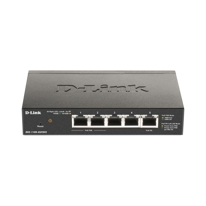5-Port Gigabit PoE Smart Managed Switch with PoE Input D-Link