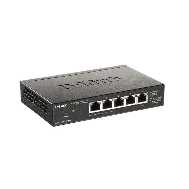 5-Port Gigabit PoE Smart Managed Switch with PoE Input D-Link