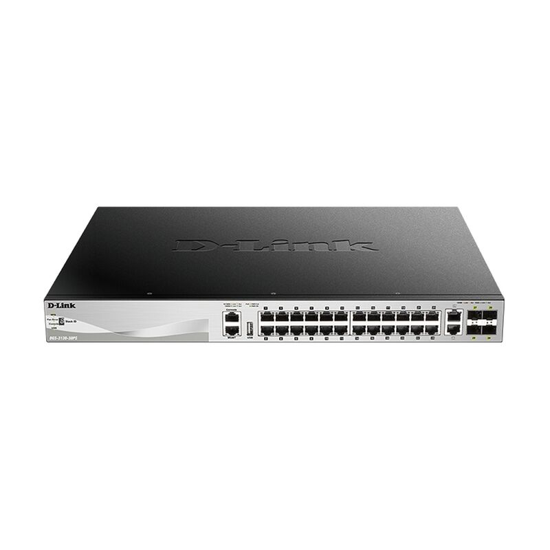 High-Performance 30-Port Gigabit PoE+ Layer 3+ Stackable Switch D-Link