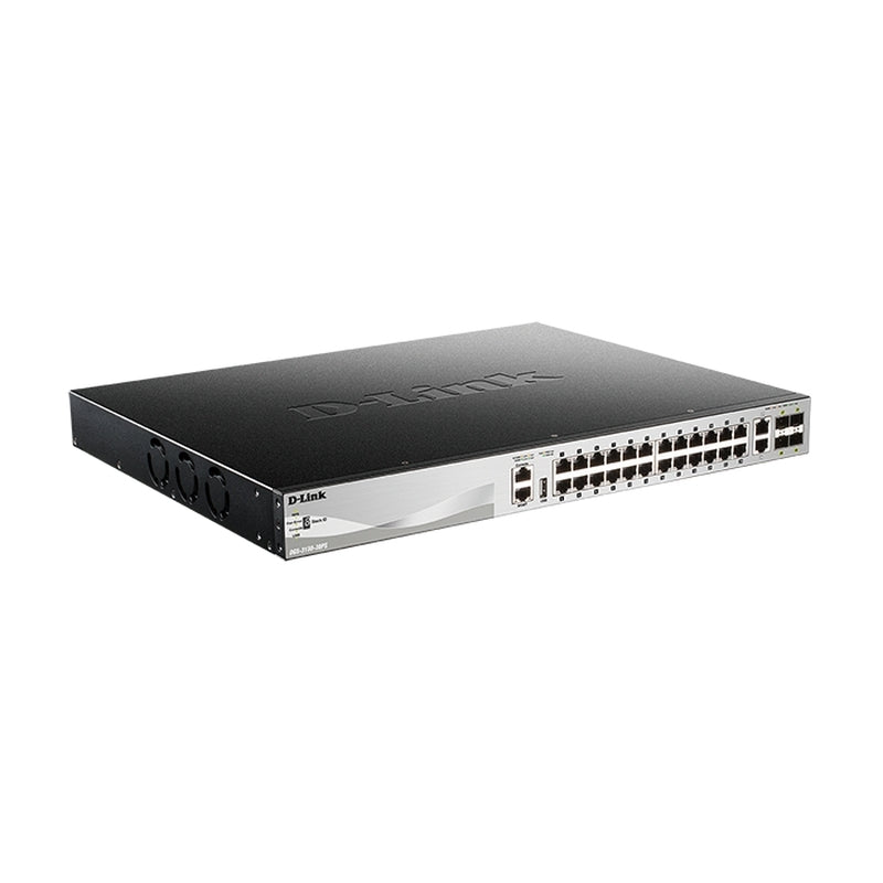 High-Performance 30-Port Gigabit PoE+ Layer 3+ Stackable Switch D-Link