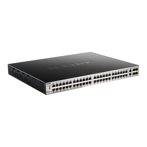 54-Port Stackable Gigabit PoE+ Layer 3+ Switch with 10G Uplinks D-Link
