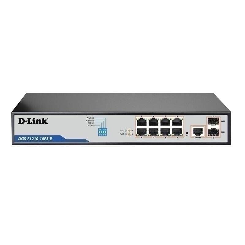 D-Link DGS-F1210-10PS-E 10-Port Gigabit PoE+ Smart Switch D-Link