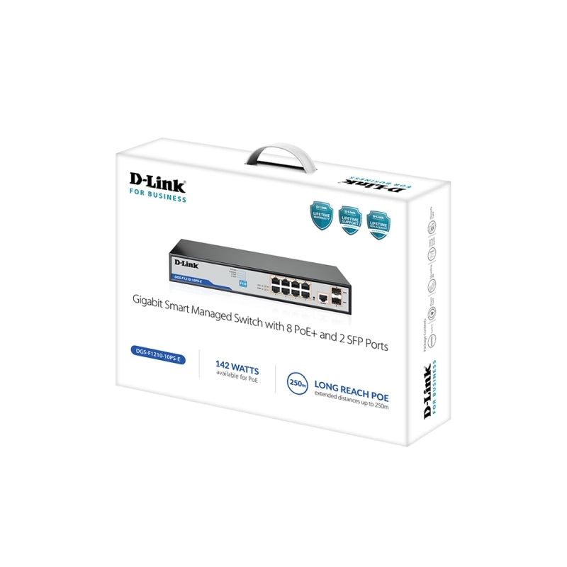 D-Link DGS-F1210-10PS-E 10-Port Gigabit PoE+ Smart Switch D-Link