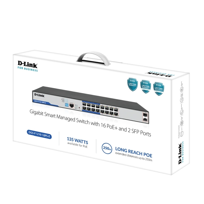D-Link 18-Port Gigabit PoE+ WebSmart Switch | Long Reach D-Link
