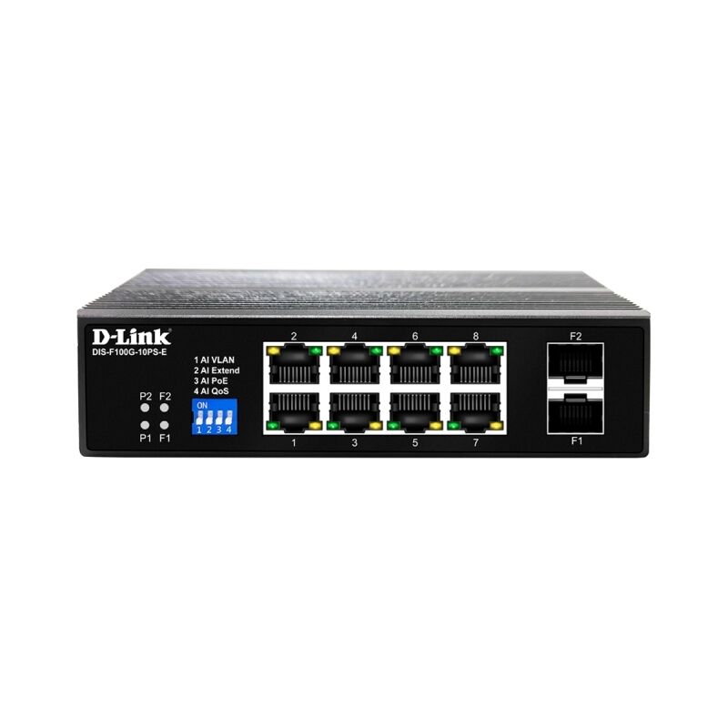 Industrial 10-Port Gigabit PoE+ Switch | 2 SFP | 240W Power D-Link