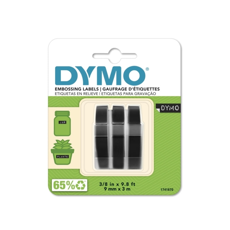 Dymo Embossing Tape 9mm Black - Durable 3-Pack Dymo