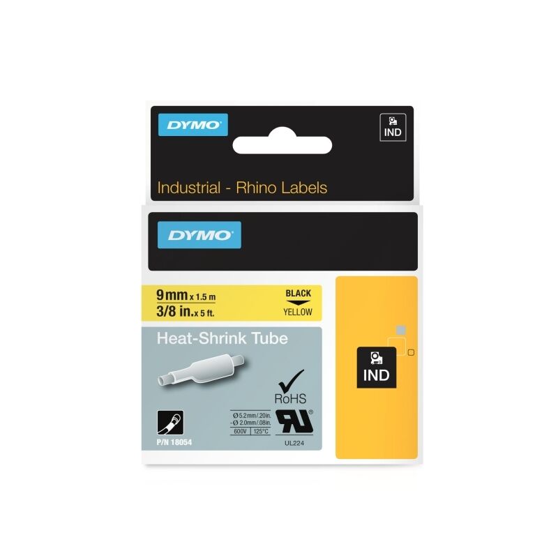 DYMO Rhino 9mm Yellow Industrial Heat Shrink Tube Labels Dymo