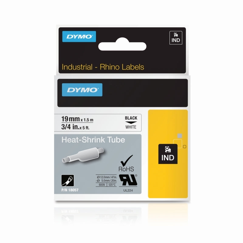 Dymo Rhino Industrial Heat Shrink Labels 19mm - Blk/Wht Dymo
