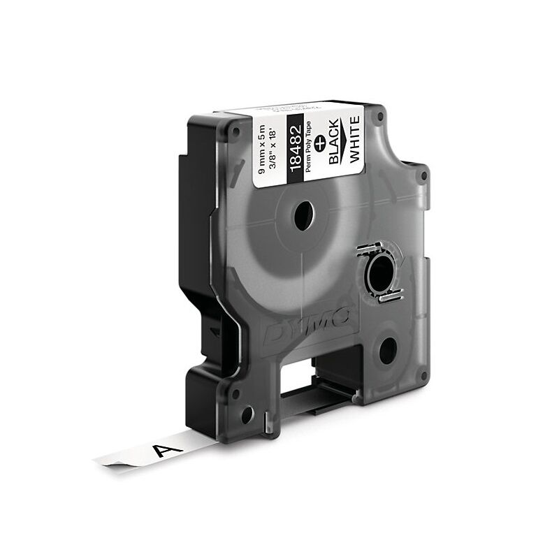 Dymo Rhino 9mm Permanent Polyester Labels - Black on White Dymo