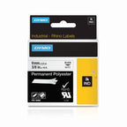Dymo Rhino 9mm Permanent Polyester Labels - Black on White Dymo