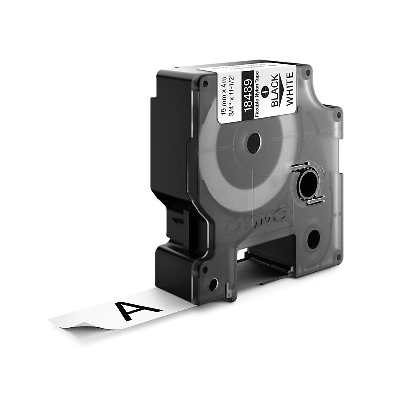 Dymo Rhino Flex Nylon Labels 19mm - Black on White for Cables Dymo