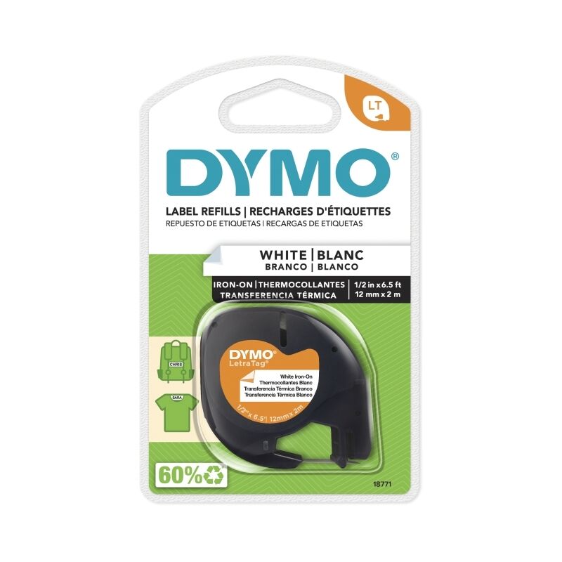 Dymo LetraTag Iron-On Fabric Label Tape 12mm x 2m Dymo