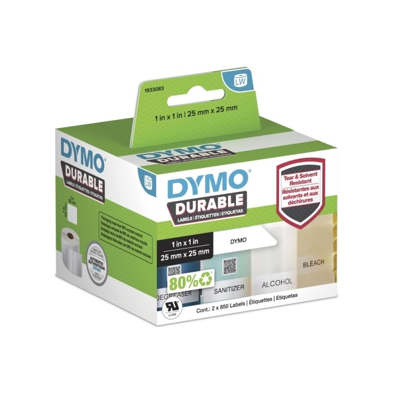 Dymo LabelWriter Durable Multi-Purpose Labels 25x25mm - Water & Chem Resistant Dymo