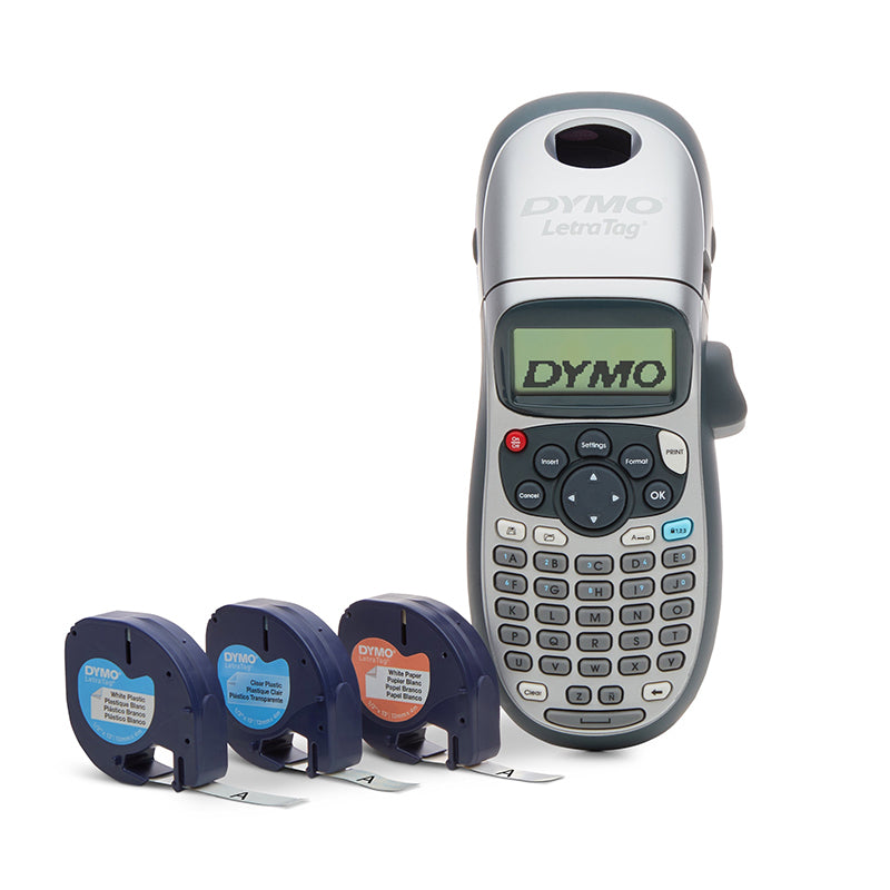Dymo LetraTag 100H Silver Portable Label Maker Bundle + 3 Tapes Dymo