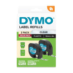 Dymo LetraTag Clear Plastic Label Tape 12mm x 4m (2-Pack) Dymo