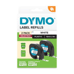 Dymo LetraTag White Plastic Tape 12mm x 4m (2-Pack) Dymo