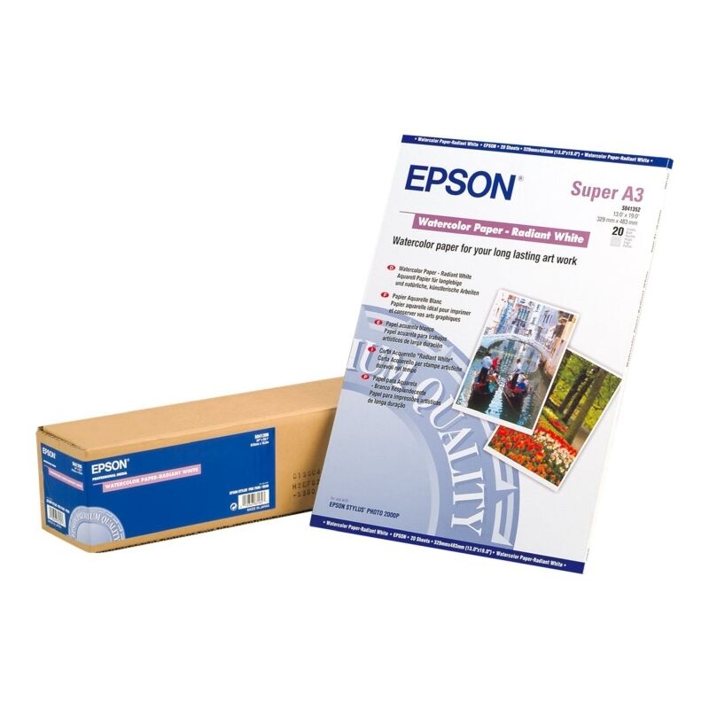 Radiant White A3+ Watercolour Paper 190gsm | Textured Matte 20 Sheets Epson