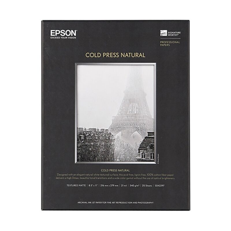 Premium Fine Art Cold Press Paper A4 - 100% Cotton, 25 Sheets Epson