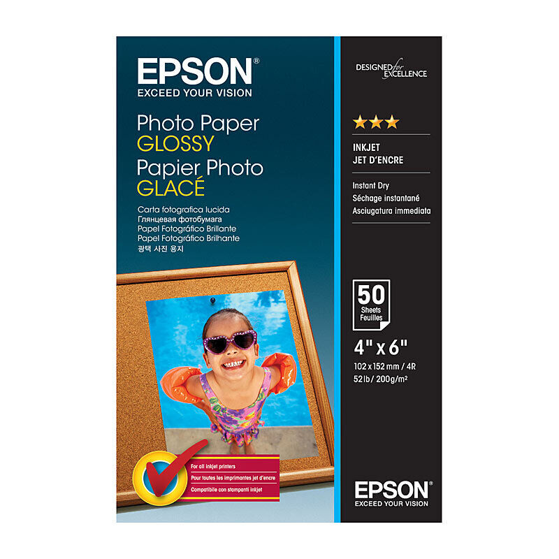 Premium Glossy Photo Paper 4x6 - 200gsm, 50 Sheets Epson