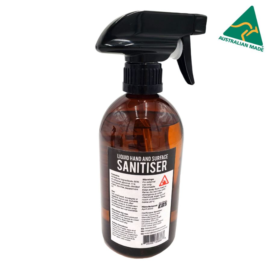 HotTorque E85 80% Ethanol Hand & Surface Sanitizer 500ml - AU Made Other