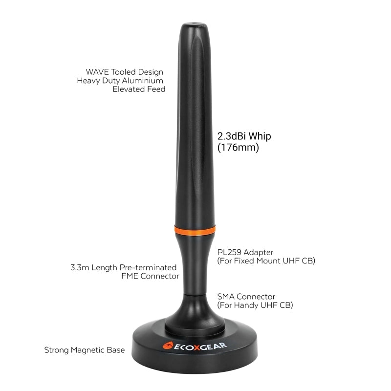 ECOXTALK ATPA230 Portable Magnetic UHF Antenna | Car, Truck & 4WD EcoXgear