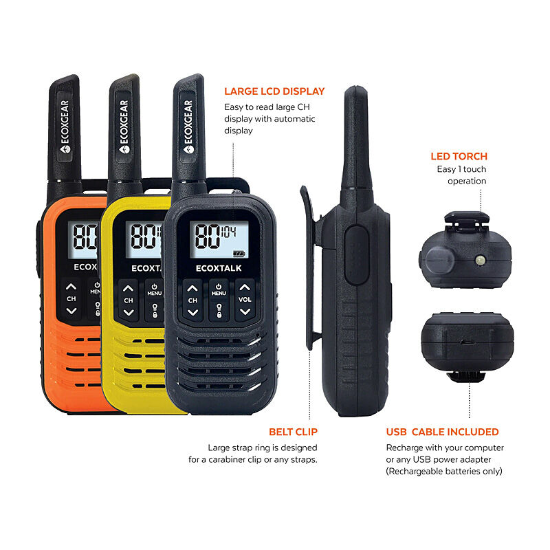 ECOXGEAR ECOXTALK EXG50-3PK UHF CB Handheld Radio Triple Pack | 3km Range EcoXgear