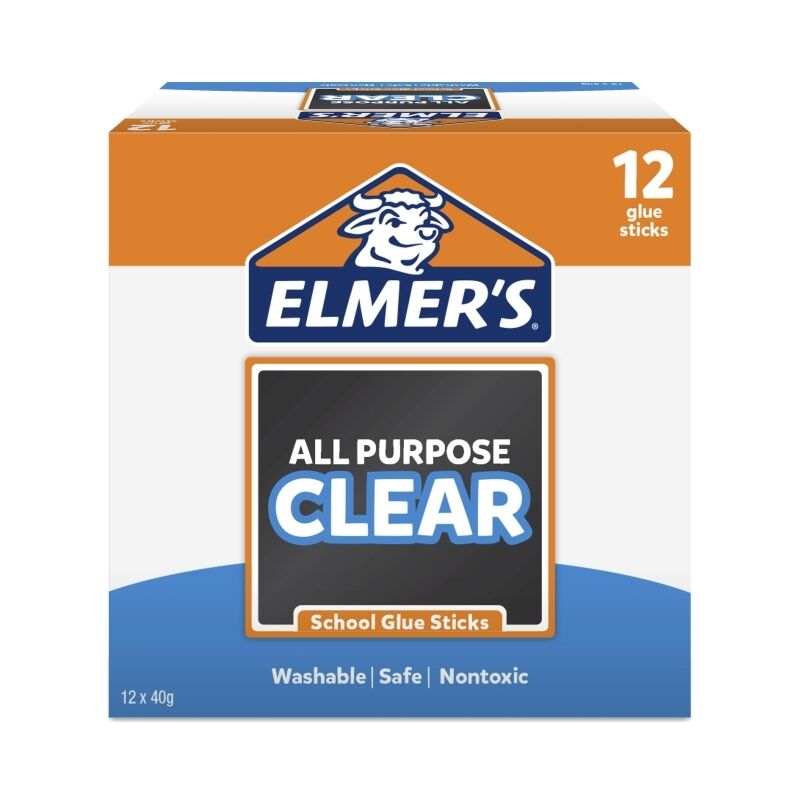Elmer's Washable School Glue Sticks 40g - Box of 12 for Paper & Crafts Elmer's