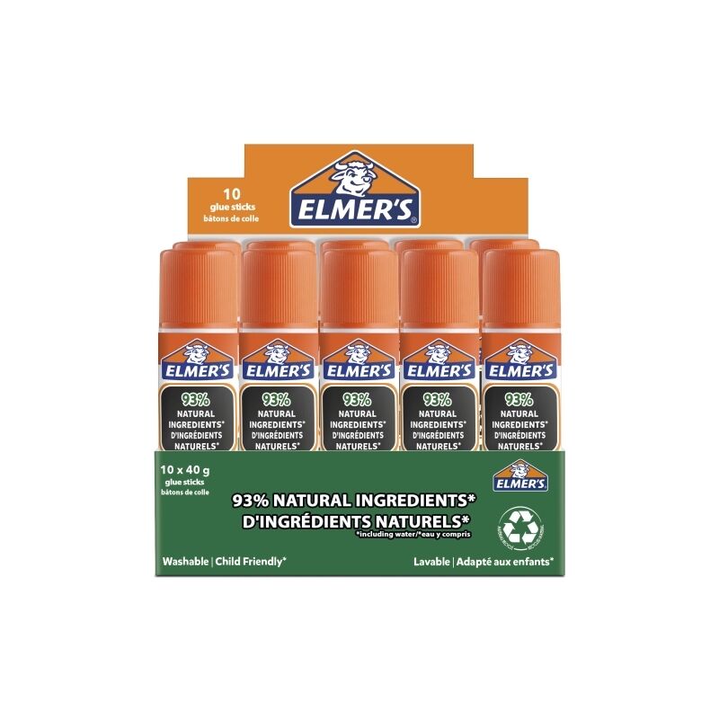 Elmer's Eco Glue Sticks | Natural, Washable & Plastic-Free (Box of 10) Elmer's