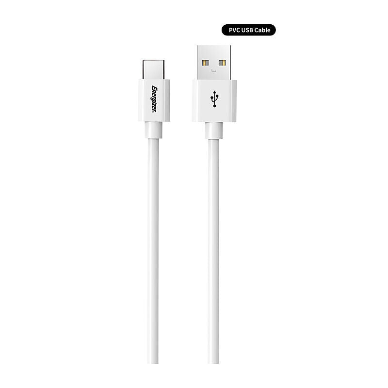 White 2m USB-A to USB-C Charging & Sync Cable Energizer