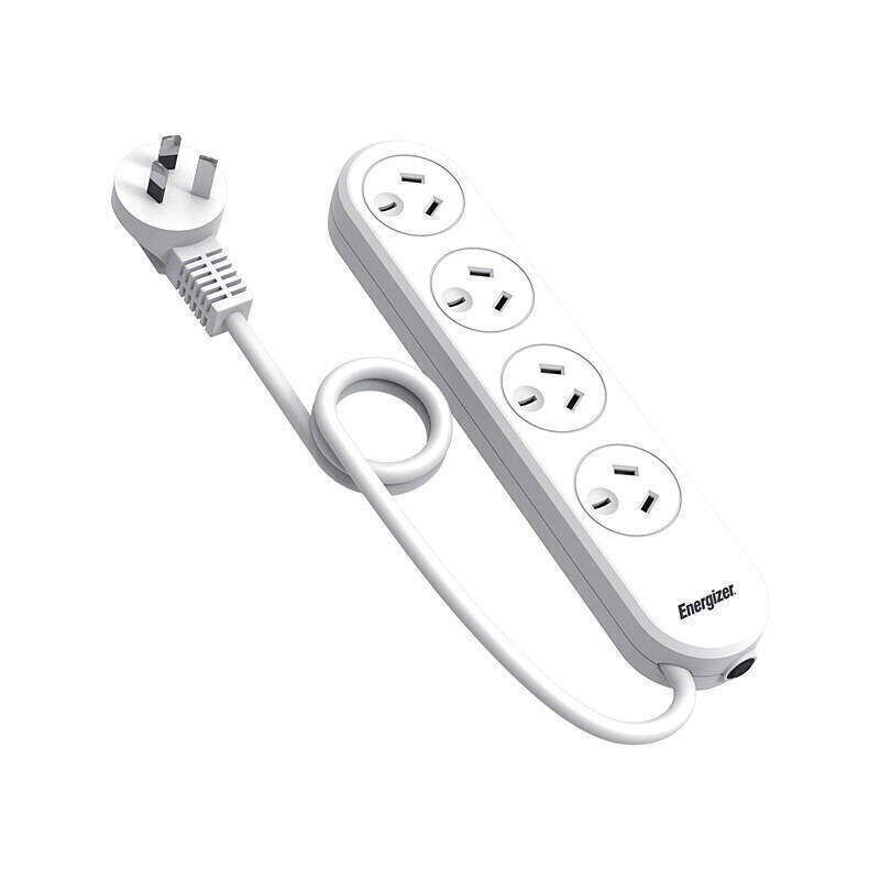 Safe 4-Outlet Power Strip with Overload Protection & 90cm Cable Energizer