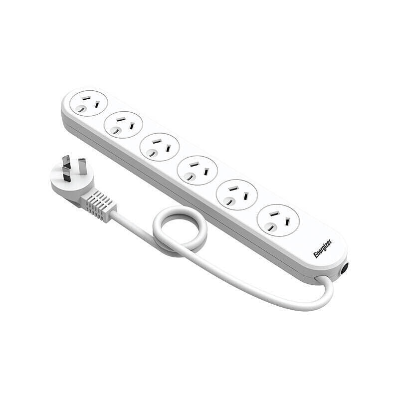 6 Outlet Power Strip with Overload Protection | 90cm Cable Energizer