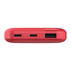 Red 10000mAh Portable Charger - Dual USB-C & USB-A Energizer